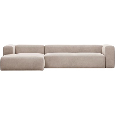 Kave Home Béžová rohová pohovka Blok 330 cm levá