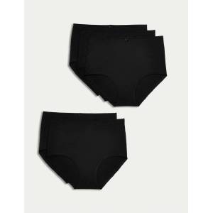 Marks & Spencer Памучни бикини с талия от Lycra®, 5 бр. в опаковка Marks & Spencer черни Marks & Spencer | Cheren | ЖЕНИ | S