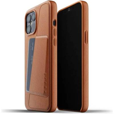 Mujjo Leather Wallet Case - кожен (естествена кожа) кейс с джоб за кредитна карта за iPhone 12 Pro Max (кафяв)