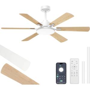 ROTTOGOON Ceiling Fan with Lighting 132cm, Double-Sided Blades, White - NJ004 (NJ004)