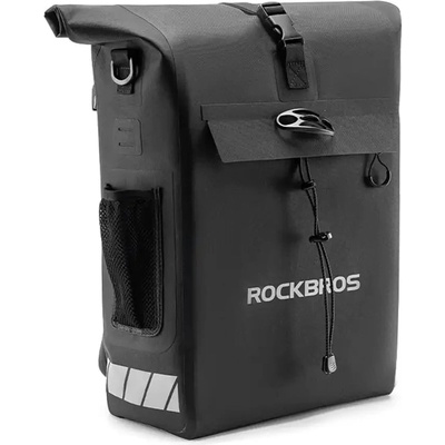 Rockbros Велосипедна чанта Rockbros с функция за раница, водоустойчива, с приставка за каска 18 л - черна (5907769374487)