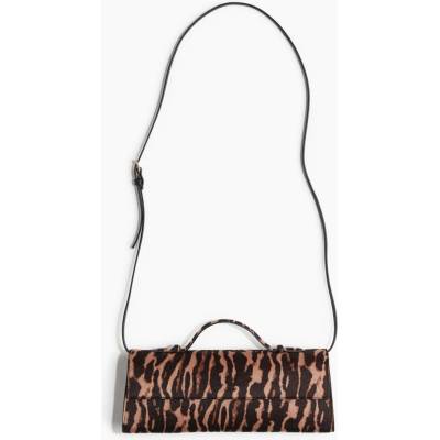 Hranatá crossbody kabelka s tygřím vzorem béžová