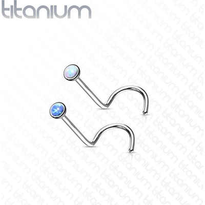 Šperky4U zahnutý piercing do nosu titan opál TIT1059-OP17