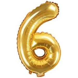 Party Deco Фолиев Балон Цифра, Златно, 35см - 6 (fb10m-6-019)
