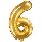 Party Deco Фолиев Балон Цифра, Златно, 35см - 6 (fb10m-6-019)