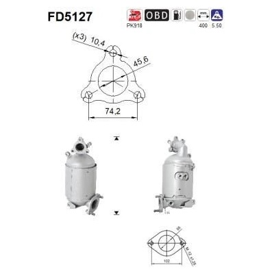 Filtr sazových částic, výfukový systém AS FD5127