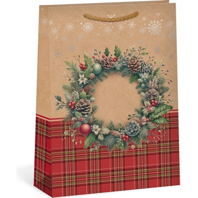ARGUS Dárková papírová taška (23.3 x 31.3 cm) - Vánoční věnec 08540098