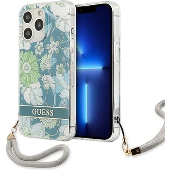 Image 1 of GUESS Кейс Guess GUHCP13LHFLSN за iPhone 13 Pro / 13 6.1"", зелен, твърд, Flower Strap (GUE001984-0)