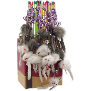 Magic Cat prut s myškou a rolničkou catnip 17 cm + 49 cm