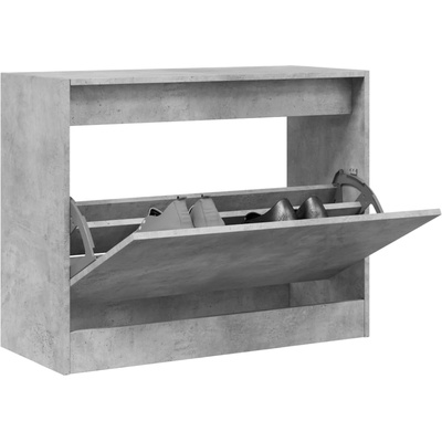 vidaXL Шкаф за обувки, бетонно сив, 80x34x63 см, инженерно дърво (839962)