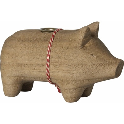 Maileg Svícen Wooden Nature Pig Small