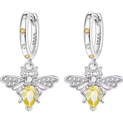 GRACE Silver Jewellery Stříbrné náušnice s motivem želvy - stříbro 925/1000 E-OTE4224/402 Žlutá