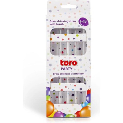 Skleněná brčka s kartáčkem TORO 4+1