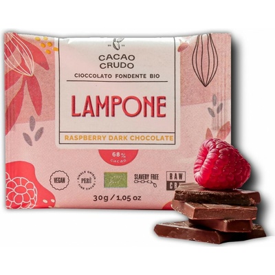 Cacao Crudo Raw Hořká čokoláda s malinami Bio 30 g