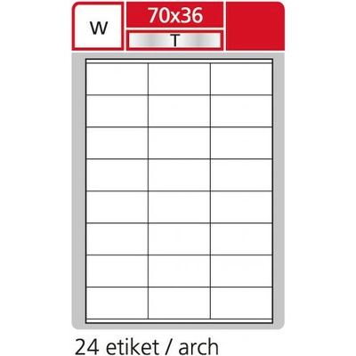 SK Label Print etikety A4 pro laserový tisk 70 x 36 mm 24 etiket arch transparentní polyester. folie bílá 144290