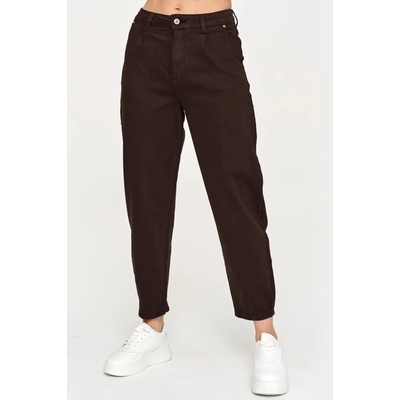 Makadamia Dámske mom fit džínsy C31 tm. hnědé