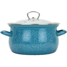 BELIS Smaltovaný hrnec se skleněnou poklicí 18 cm 2,6 l FLOWER 51018-155DDF05