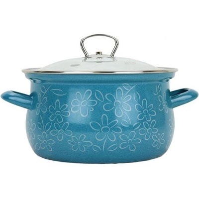 BELIS Smaltovaný hrnec se skleněnou poklicí 18 cm 2,6 l FLOWER 51018-155DDF05