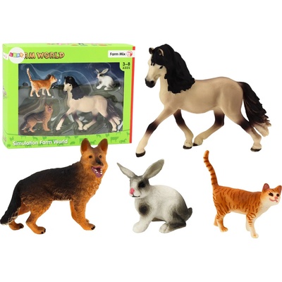 mamido Sada domácich zvieratiek kôň, pes, králik, mačka 4 ks