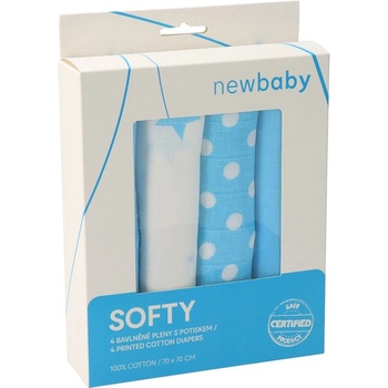 New Baby Softy s potiskom 70 x 70 tyrkysovo-biele 4 ks