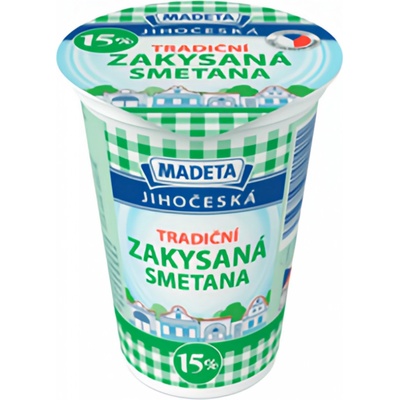 Madeta Jihočeská tradiční zakysaná smetana (15%) 180g – Zboží Dáma