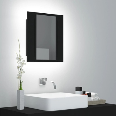 shumee Koupelnová skříňka se zrcadlem a LED černá 40x12x45 cm