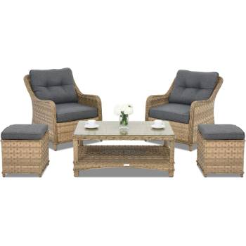 Garden Point Градински мебели от техноратан Toledo Terrace с 2 пуфа Garden Point капучино (GAP323-TERPU)