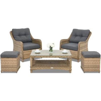 Garden Point Градински мебели от техноратан Toledo Terrace с 2 пуфа Garden Point капучино (GAP323-TERPU)