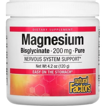 Natural Factors Magnesium Bisglycinate Pure, 200 mg, 120 g, Natural Factors