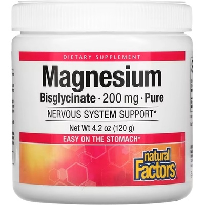 Natural Factors Magnesium Bisglycinate Pure, 200 mg, 120 g, Natural Factors