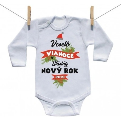 Boodyy Body s dlhým rukávom Veselé Vianoce a šťastný nový rok