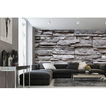 DIMEX ART s. r. o Самозалепваща се флизелинова фототапета сива каменна текстура на стена 375 x 250 см