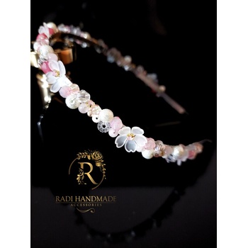 Radi handmade Диадема с перлено цвете и ахат (818)