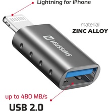 Swissten Přepojka / redukce - USB-A samice na Lightning samec - pro flashdisk / myš - kovová