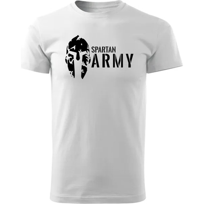 DRAGOWA Тениска с къс ръкав Spartan Army, бяла, 160 г/м2 (3790)