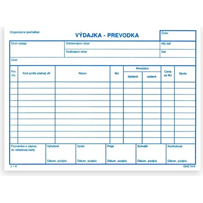 Igaz 49 Výdajka - prevodka bez DPH A5 -100 list