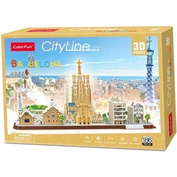 CubicFun 3D puzzle CityLine panorama Bracelona 186 ks