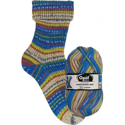 Ponožková příze Opal Hundertwasser – modrý multikolor melír, 100 g / 425 m - barevná varianta 4057