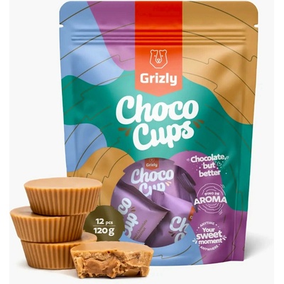 Grizly Choco Cups karamelová čokoláda & lieskovoorieškový krém 120 g