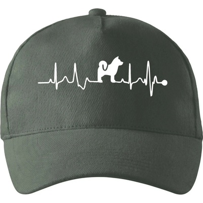 Shiba-Inu EKG so zahnutým šiltom a mosaznou sponou Tm. bridlica šedozelená