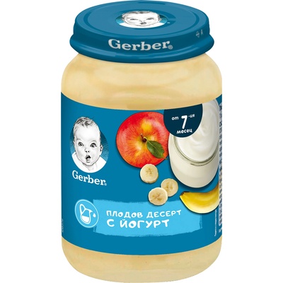 Nestle Бебешко пюре Nestle Gerber - Плодов десерт с йогурт, 7 м+, 190 g (12560355)