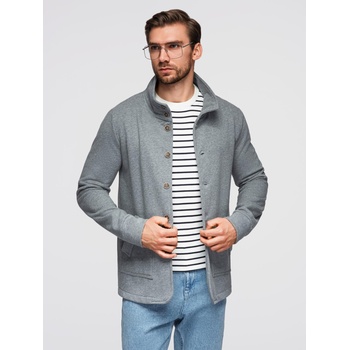 Ombre Clothing Мъжки суитшърт с копчета със стойка - сив мелан V7 OM-SSZP-0240 Ombre Clothing Ombre Clothing | Siv | МЪЖЕ | XXL