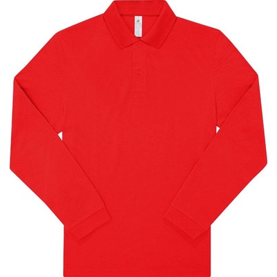 B&C My Polo 180 LSL Piqué polo tričko s dlhým rukávom červené