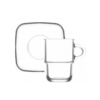 Image 1 of Lav - Комплект стъклени чаши за чай с чинийки 270мл - 6бр. COZY S2 (0158119)