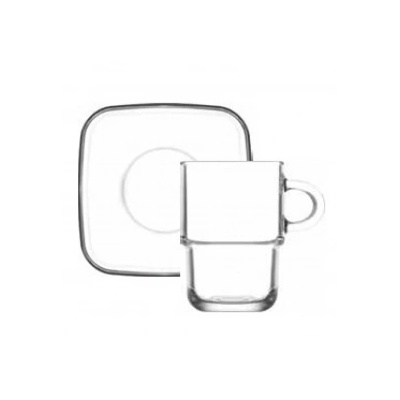 Lav - Комплект стъклени чаши за чай с чинийки 270мл - 6бр. COZY S2 (0158119)