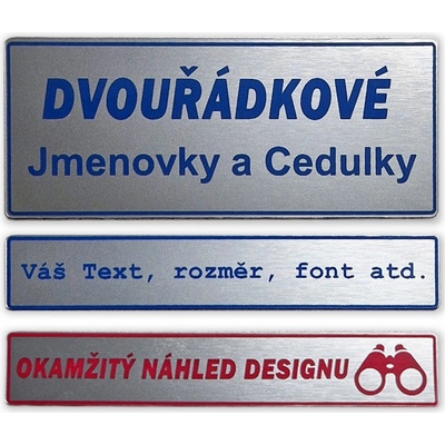 Jmenovky - cedulky na dveře - dva řádky - modrý text