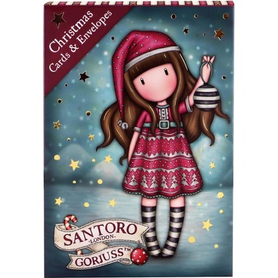 Santoro gorjuss Коледни картички Santoro Gorjuss Merry and Bright - Tis The Season, 8 броя (1195GJ02)