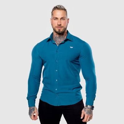 Iron Aesthetics strečová košile slim smaragdová zelená