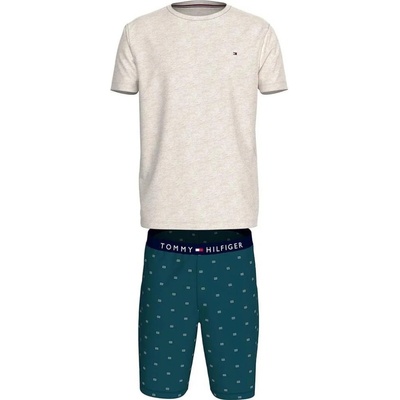 Tommy Hilfiger UM0UM02319 pánské pyžamo krátké béžovo zelené