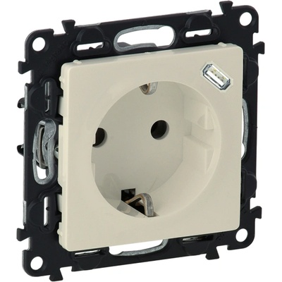 Legrand Контакт немски тип с USB Legrand Valena Life, крем (753235L)